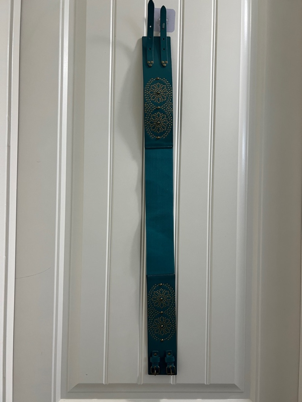 Teal Embellished Wide Belt